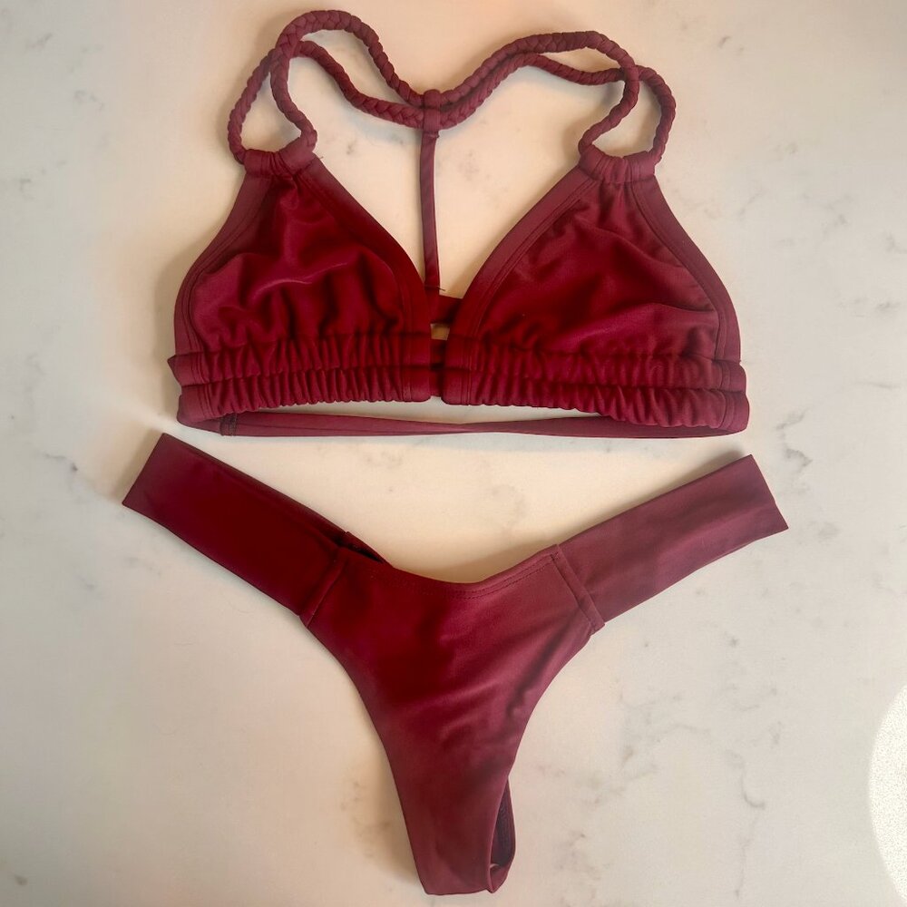 Montce Burgundy Bralette Bikini Set